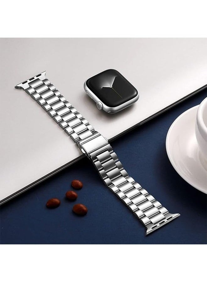 Sthxyfaith Compatible for Apple Watch Ultra 2 Band 49mm, Premium Stainless Steel Metal Compatible with Apple Watch Ultra Band/Apple Watch Strap 49mm, Replacement Adjustable Strap for Men Women, Silver - Image 4