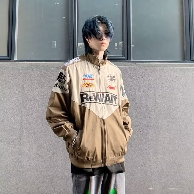 Generic American Retro Racing Suit Loose All-match Jacket for Men and Women ins Trendy Brand Fried Street Motorcycle Stitching Jacket Baseball Suit Khaki  - Image 4