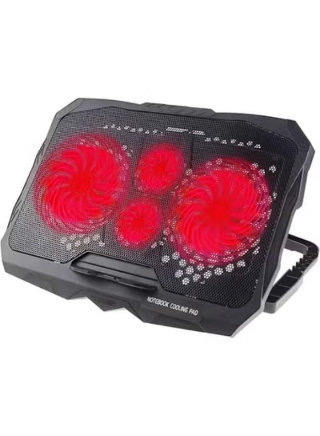 Laptop Cooling Pad with 4 Powerful Fans – 5.5W, RGB Lighting, USB Port, Quiet & Ergonomic Design - Image 1