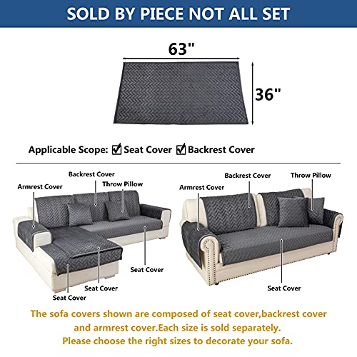 Eismodra Couch Cover,Sectional Couch Covers,Sofa Covers for 3 Cushion Couch,Anti-Slip Sofa Slipcovers for Dogs Cats Kids Loveseat Recliner L Shaped Armrest Backrest,Dark Gray 36''x63''(Only 1 Piece) - Image 5