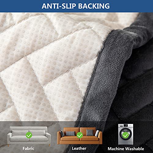 Eismodra Couch Cover,Sectional Couch Covers,Sofa Covers for 3 Cushion Couch,Anti-Slip Sofa Slipcovers for Dogs Cats Kids Loveseat Recliner L Shaped Armrest Backrest,Dark Gray 36''x63''(Only 1 Piece) - Image 4
