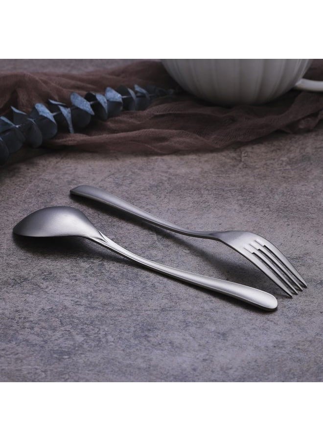 Zerophilo Titanium Cutlery Set, Lightweight Flatware, Modern Design, Dishwasher Safe, Service for 1 (2) - Image 3