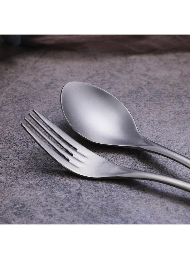 Zerophilo Titanium Cutlery Set, Lightweight Flatware, Modern Design, Dishwasher Safe, Service for 1 (2) - Image 5