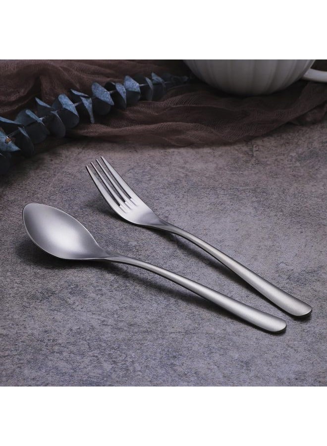 Zerophilo Titanium Cutlery Set, Lightweight Flatware, Modern Design, Dishwasher Safe, Service for 1 (2) - Image 1