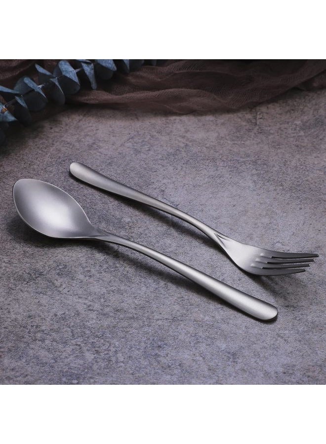 Zerophilo Titanium Cutlery Set, Lightweight Flatware, Modern Design, Dishwasher Safe, Service for 1 (2) - Image 2