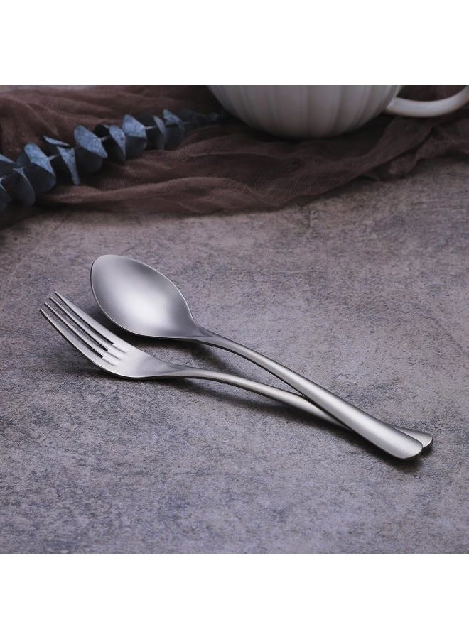 Zerophilo Titanium Cutlery Set, Lightweight Flatware, Modern Design, Dishwasher Safe, Service for 1 (2) - Image 4