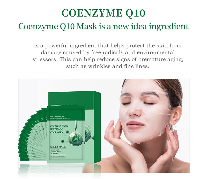 IREV Pack of 10 Collagen Face Mask, Face Masks Skincare with Coenzyme Q10 Retinol Anti Aging Facial Masks Skin Care Hydrating Face Beauty Care Masks for Deep Repairing and Moisturizing Anti Wrinkles - Image 3