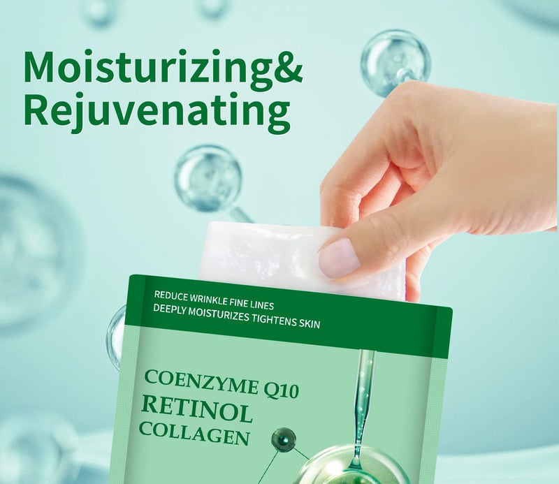 IREV Pack of 10 Collagen Face Mask, Face Masks Skincare with Coenzyme Q10 Retinol Anti Aging Facial Masks Skin Care Hydrating Face Beauty Care Masks for Deep Repairing and Moisturizing Anti Wrinkles - Image 2