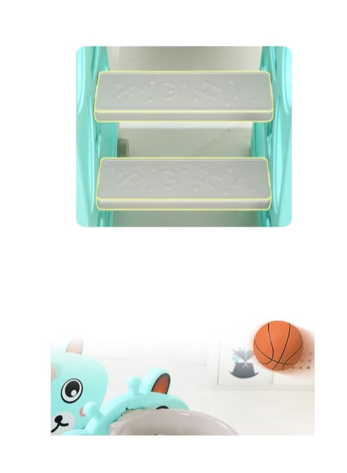 فول جوي مجموعة زحليقة وأرجوحة للأطفال مع حلقة كرة سلة، لعبة 3 في 1 للأطفال للعب منزلق متسلق داخلي وخارجي، مرجيحة وسلم تسلق و حلقة كرة سلة - Image 5