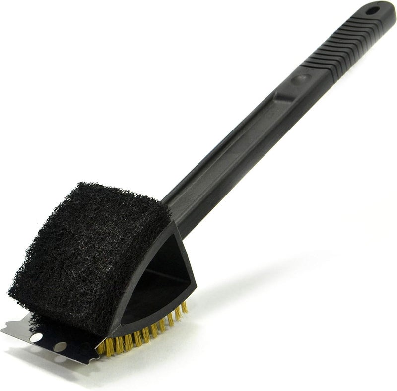 KRESHU 14.5Inch Barbecue BBQ Grill Cleaning Brush Two-Sided Stainless Steel Scraper | Extra Strong Cleaner Accessories for/Smoker/Gas/Charcoal (3IN1 Brush-Big) - Image 1