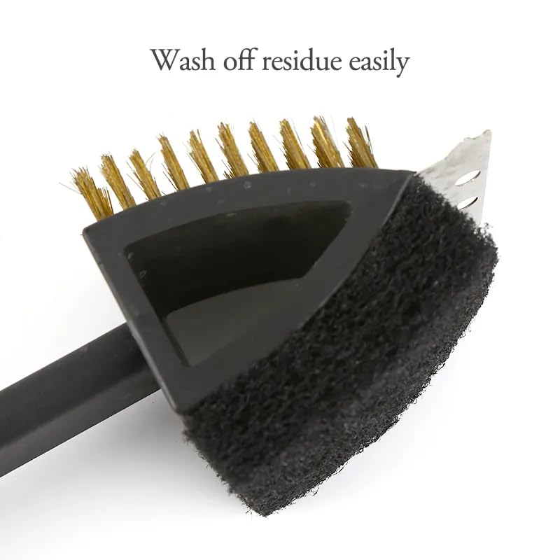 KRESHU 14.5Inch Barbecue BBQ Grill Cleaning Brush Two-Sided Stainless Steel Scraper | Extra Strong Cleaner Accessories for/Smoker/Gas/Charcoal (3IN1 Brush-Big) - Image 2