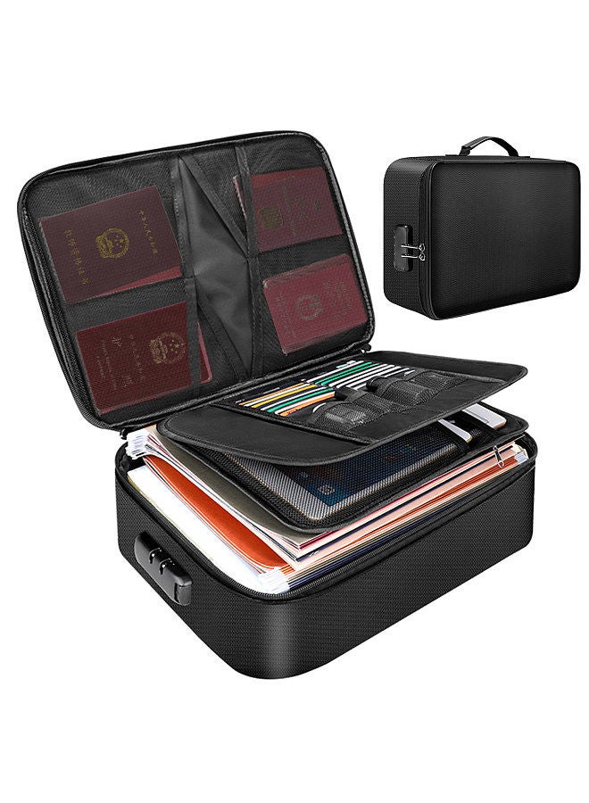 Generic Fireproof Document Bag with Lock Zipper Closure Fire & Water Resistant Money Bag Storage Pouch Organizer Case Home Office Travel Safe Bag for Documents Files Money Cards Passport Valuables  - Image 2