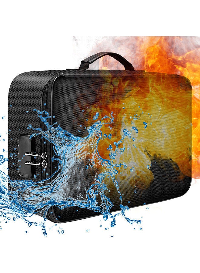 Generic Fireproof Document Bag with Lock Zipper Closure Fire & Water Resistant Money Bag Storage Pouch Organizer Case Home Office Travel Safe Bag for Documents Files Money Cards Passport Valuables  - Image 1