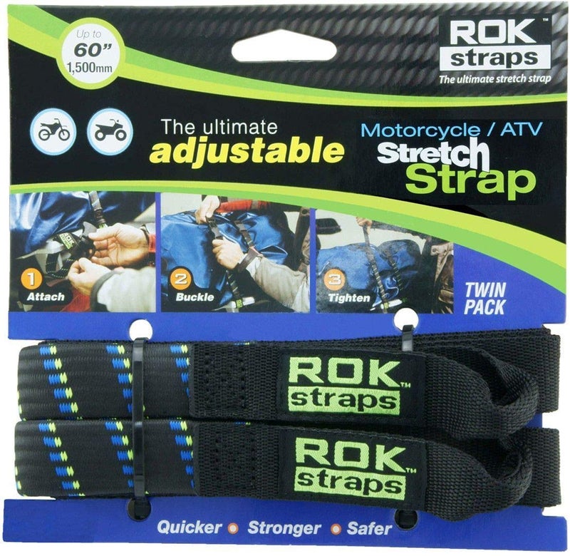 ROK Straps 18 to 60" Adjustable - Motorbike Black/Blue - Twin Pack - Image 4