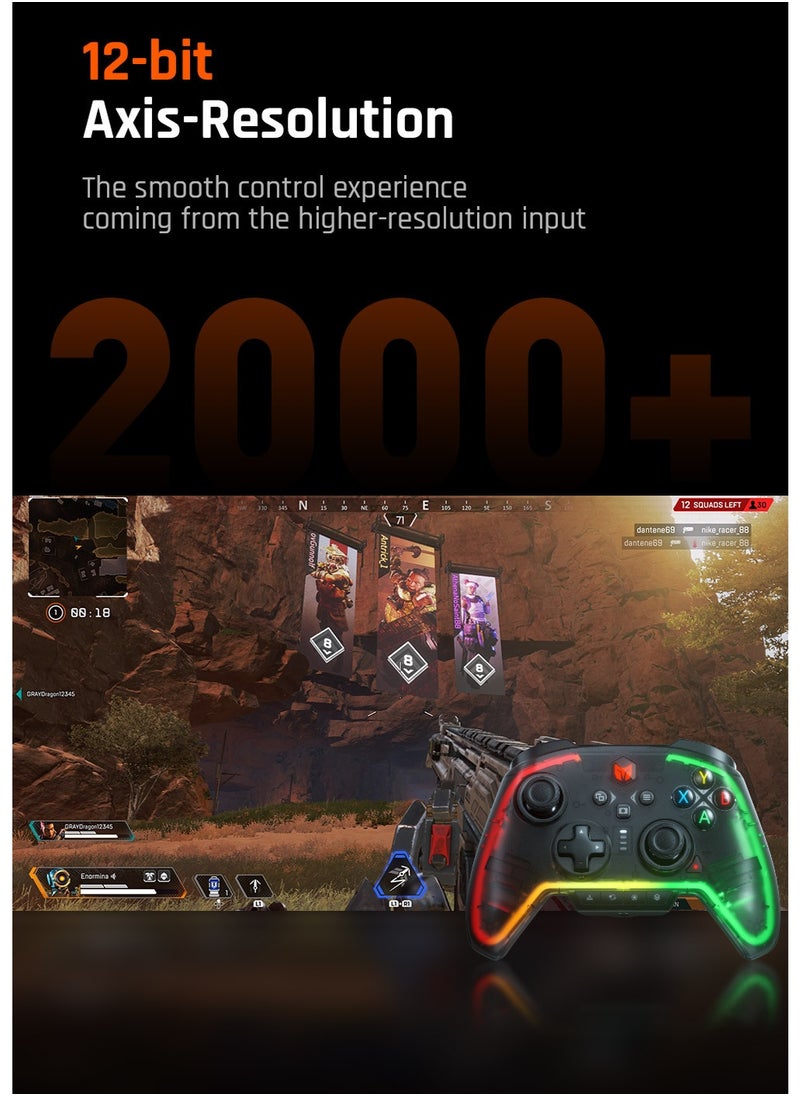 Classic Wireless Gamepad Rainbow 2 Pro Elite Gaming Controller the Game Changer of FPS Hall Trigger Joystick 1000mAh Battery 1000Hz Polling Rate 6-Axis Gyroscope 2.4G Bluetooth Wired Connected for Switch PC Android iOS