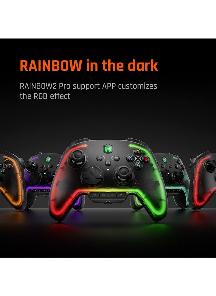 Classic Wireless Gamepad Rainbow 2 Pro Elite Gaming Controller the Game Changer of FPS Hall Trigger Joystick 1000mAh Battery 1000Hz Polling Rate 6-Axis Gyroscope 2.4G Bluetooth Wired Connected for Switch PC Android iOS