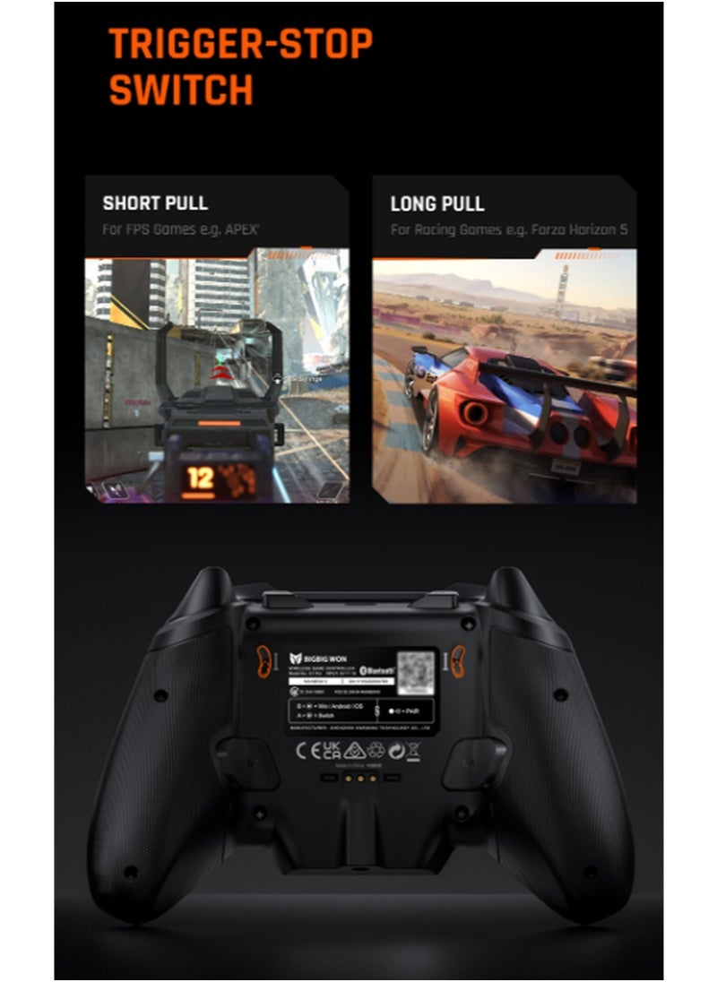Classic Wireless Gamepad Rainbow 2 Pro Elite Gaming Controller the Game Changer of FPS Hall Trigger Joystick 1000mAh Battery 1000Hz Polling Rate 6-Axis Gyroscope 2.4G Bluetooth Wired Connected for Switch PC Android iOS