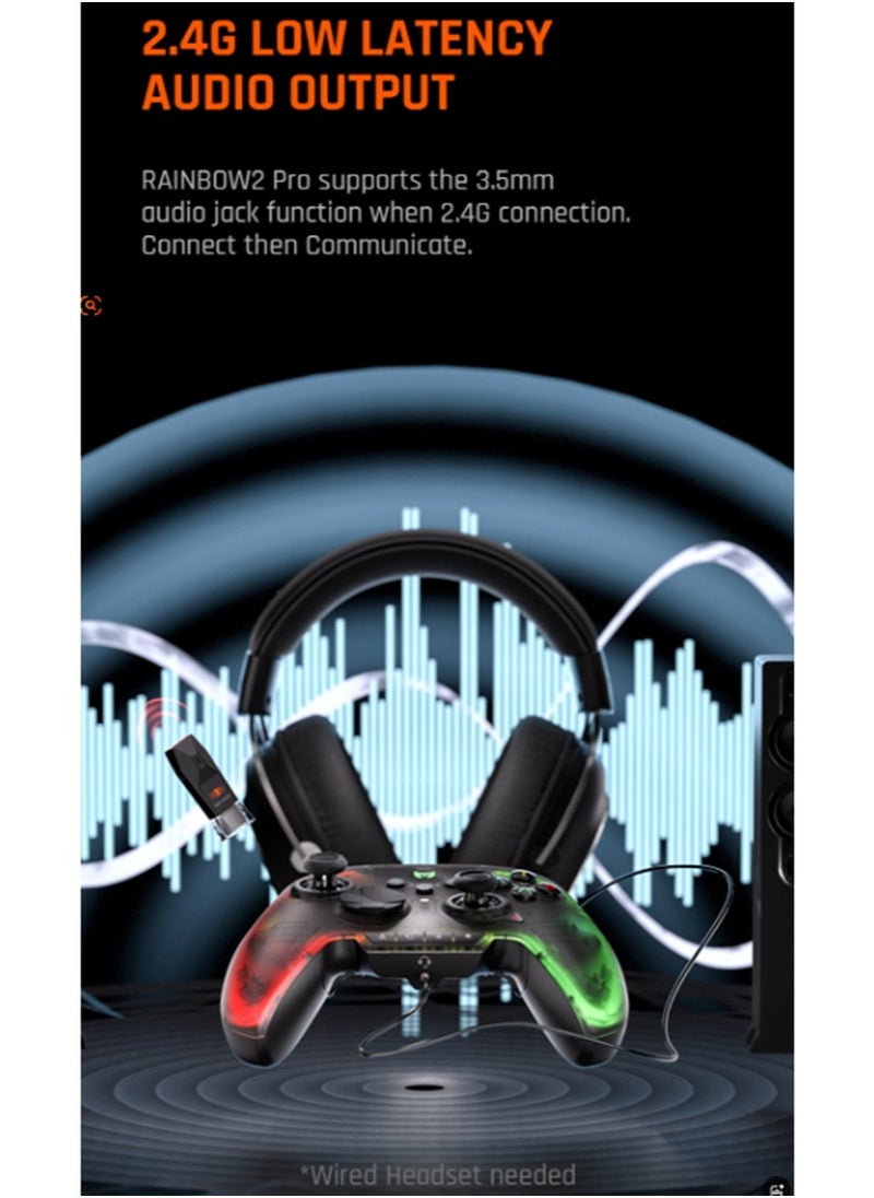 Classic Wireless Gamepad Rainbow 2 Pro Elite Gaming Controller the Game Changer of FPS Hall Trigger Joystick 1000mAh Battery 1000Hz Polling Rate 6-Axis Gyroscope 2.4G Bluetooth Wired Connected for Switch PC Android iOS