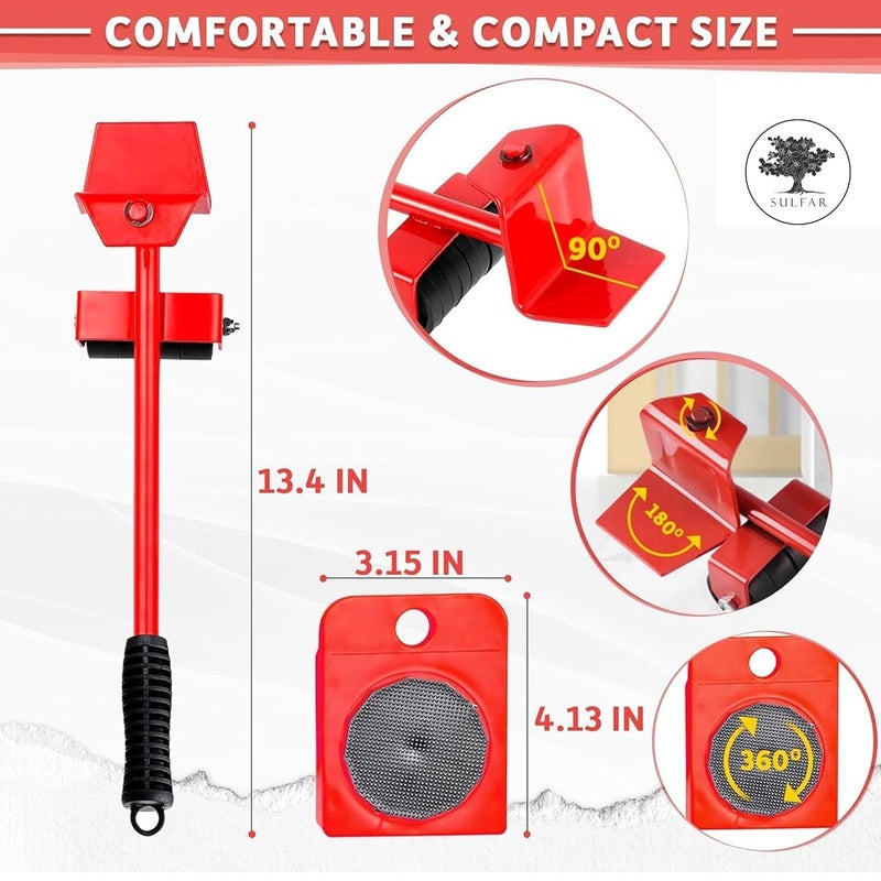 RONFILD Furniture Movers Slider 4 Pcs Furniture Lifter Mover Tool Set 360 Rotational Pads Heavy Duty Furniture Lifter and Mover Lifting Tool - Image 3