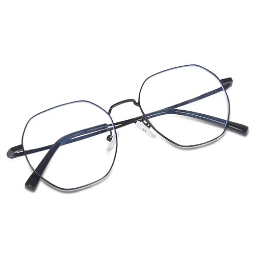 Dervin Zero Power Computer Bluelight Blocking Glasses For Men and Women | Blue Cut Computer Glasses | Full Rim Hexagon Shape Glasses | Anti Glare, Lightweight & Blocks Harmful Rays (Black) - Image 3