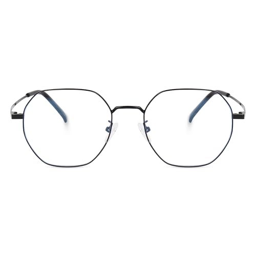 Dervin Zero Power Computer Bluelight Blocking Glasses For Men and Women | Blue Cut Computer Glasses | Full Rim Hexagon Shape Glasses | Anti Glare, Lightweight & Blocks Harmful Rays (Black) - Image 2