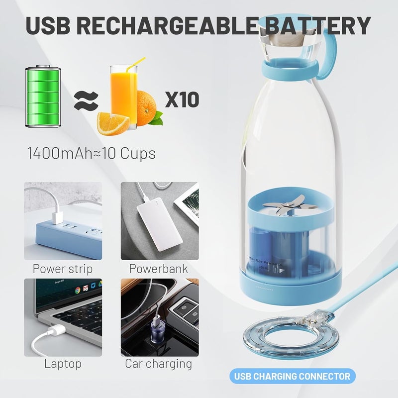OTPEIR خلاط شخصي ، خلاط محمول، خلاط USB يعمل بالبطارية (أزرق) - Image 5