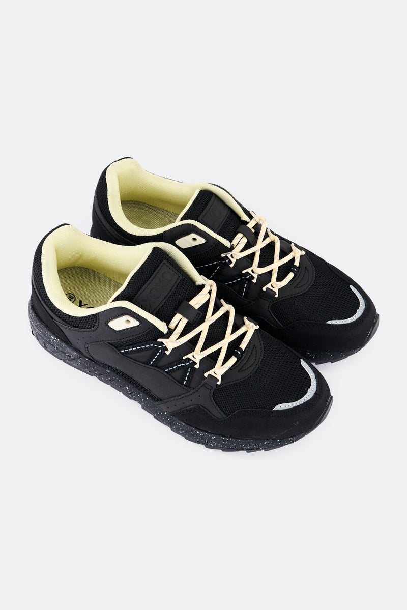 XOXO Women Brand Logo Lace Up Casual Sneakers, Black - Image 3