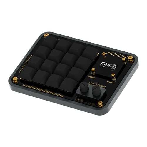 NLOFIN Double Knob Custom Macro Pad Programmable Designer Mini Keyboard 16 Keys with Screen GreyKB16 - Image 1