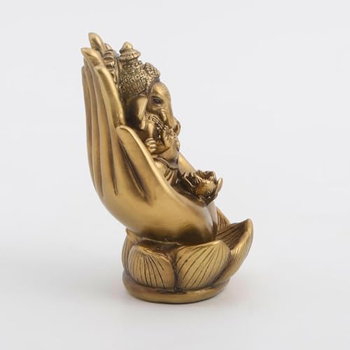 Karigaari India Gold Finish Ganesh Idol for Car Dashboard Ganesha Murti Ganpati Idol for Home Decor Puja Lord Ganesh Statue Gift for Office Desk Puja Room Figurine - Image 5