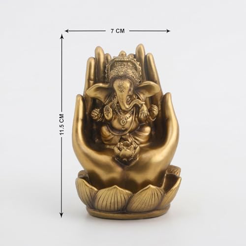 Karigaari India Gold Finish Ganesh Idol for Car Dashboard Ganesha Murti Ganpati Idol for Home Decor Puja Lord Ganesh Statue Gift for Office Desk Puja Room Figurine - Image 2