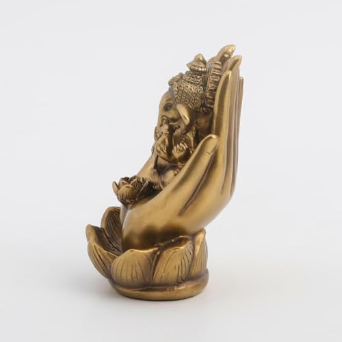 Karigaari India Gold Finish Ganesh Idol for Car Dashboard Ganesha Murti Ganpati Idol for Home Decor Puja Lord Ganesh Statue Gift for Office Desk Puja Room Figurine - Image 4