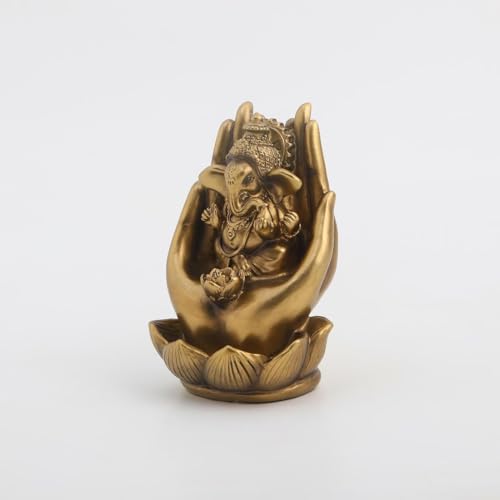Karigaari India Gold Finish Ganesh Idol for Car Dashboard Ganesha Murti Ganpati Idol for Home Decor Puja Lord Ganesh Statue Gift for Office Desk Puja Room Figurine - Image 3