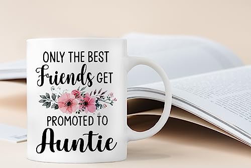 QASHWEY Only The Best Friends Get Promoted to Auntie Coffee Mugs Mug,Funny Pregnancy Announcement Gifts for Best Friend New Auntie,Aunt to Be Gifts Double Side Printed Ceramic Mug Cup 11 Ounce - Image 4
