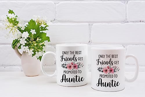 QASHWEY Only The Best Friends Get Promoted to Auntie Coffee Mugs Mug,Funny Pregnancy Announcement Gifts for Best Friend New Auntie,Aunt to Be Gifts Double Side Printed Ceramic Mug Cup 11 Ounce - Image 5