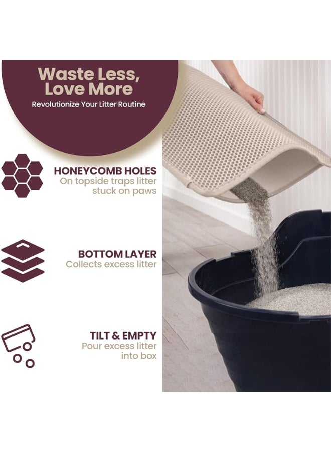 بساط فضلات القطط، بساط نفايات القطط المقاوم للماء بطبقة مزدوجة على شكل قرص العسل، بساط مرحاض القطط قابل للغسل وإعادة الاستخدام للقطط الداخلية - Image 5