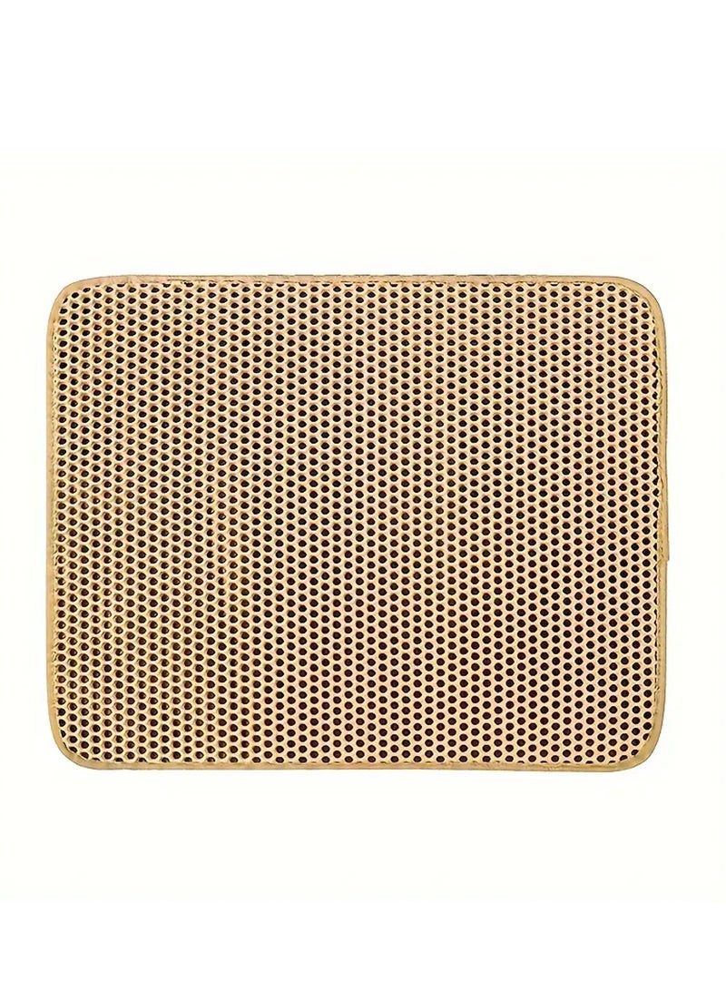 بساط فضلات القطط، بساط نفايات القطط المقاوم للماء بطبقة مزدوجة على شكل قرص العسل، بساط مرحاض القطط قابل للغسل وإعادة الاستخدام للقطط الداخلية - Image 1