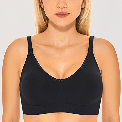 Gratlin Women's Seamless Maternity Nursing Sleep Bra Support Removable Padded Wireless Breastfeeding Bras Black Large - (38D, 38DD, 40B, 40C) - Image 3