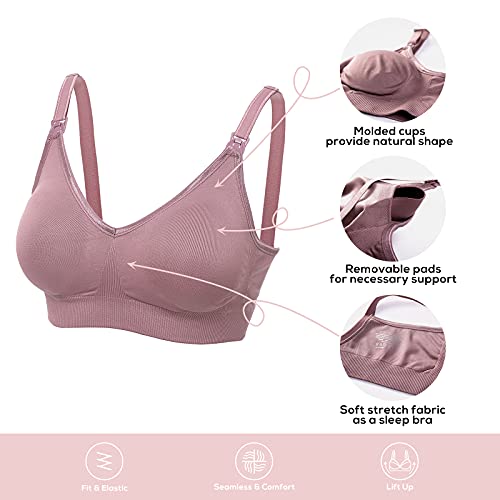 Gratlin Women's Seamless Maternity Nursing Sleep Bra Support Removable Padded Wireless Breastfeeding Bras Black Large - (38D, 38DD, 40B, 40C) - Image 4