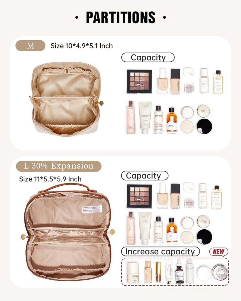 EACHY Travel Makeup Bag,Large Capacity Cosmetic Bags for Women,Waterproof Portable Pouch Open Flat Toiletry Bag Pattern Makeup Bag - Image 3