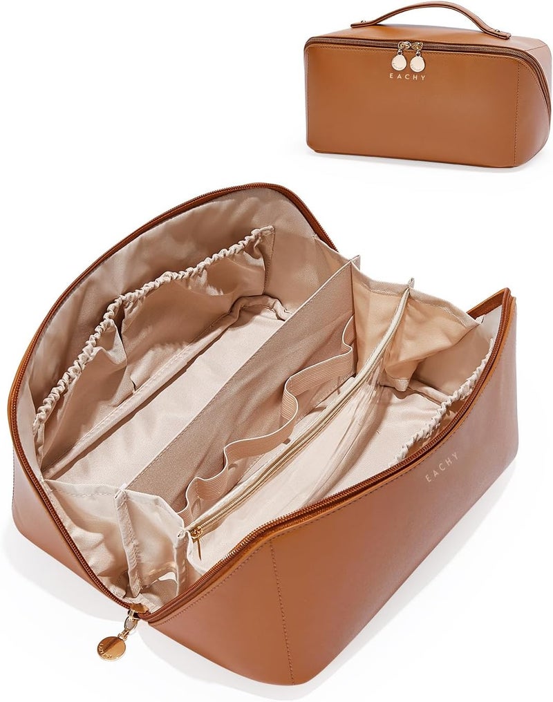 EACHY Travel Makeup Bag,Large Capacity Cosmetic Bags for Women,Waterproof Portable Pouch Open Flat Toiletry Bag Pattern Makeup Bag - Image 1