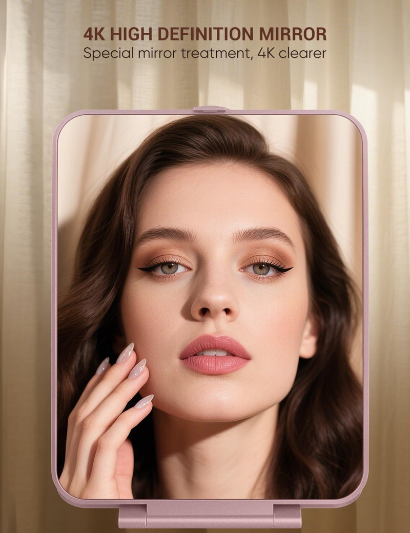 klarh Travel Makeup Mirror with 1X/10X Magnifying, Portable Folding Make Up Tabletop Mirror for Office, Compact Vanity Mirror for Travel (Rose Pink, No LED Lights) - Image 3