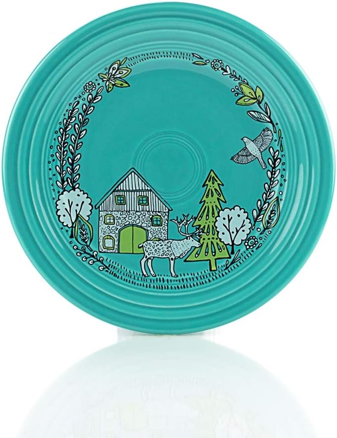 Fiesta 9 Round Luncheon Plate  Nordic Woodland Turquoise - Image 1