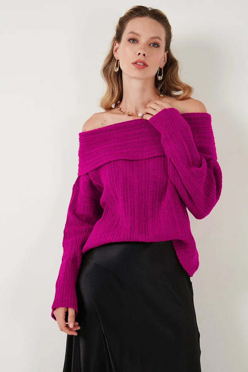 Lela Oversize Fit Madonna Collar Knitwear Sweater Women's SWEATER 4615216