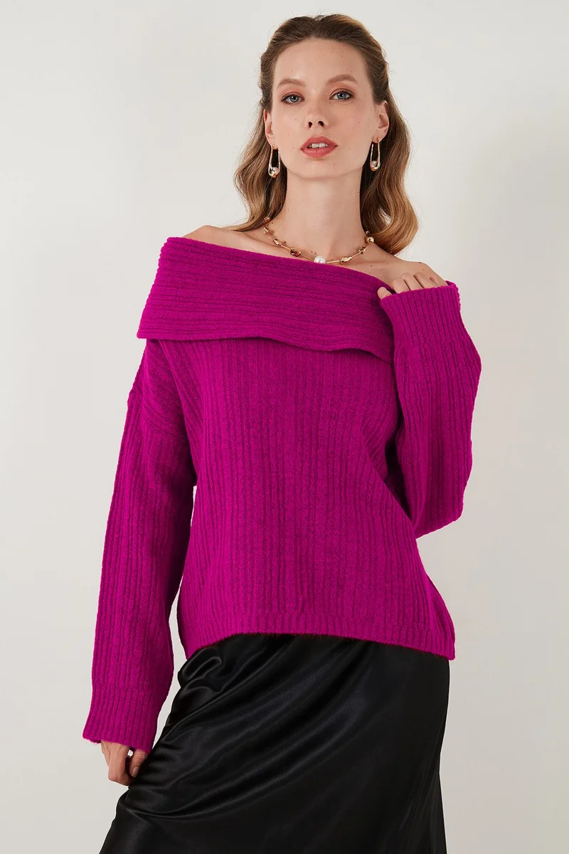 Lela Oversize Fit Madonna Collar Knitwear Sweater Women's SWEATER 4615216