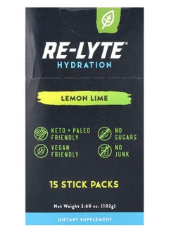 Redmond ReLyte® Hydration Lemon Lime  15 Stick Packs 0.24 oz (6.8 g) Each 