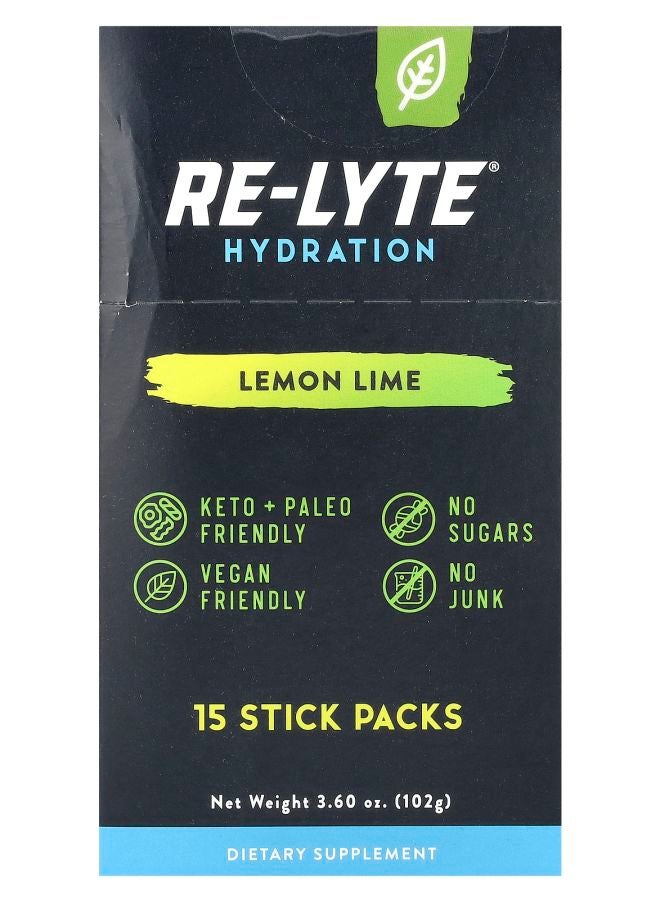 ReLyte® Hydration Lemon Lime  15 Stick Packs 0.24 oz (6.8 g) Each