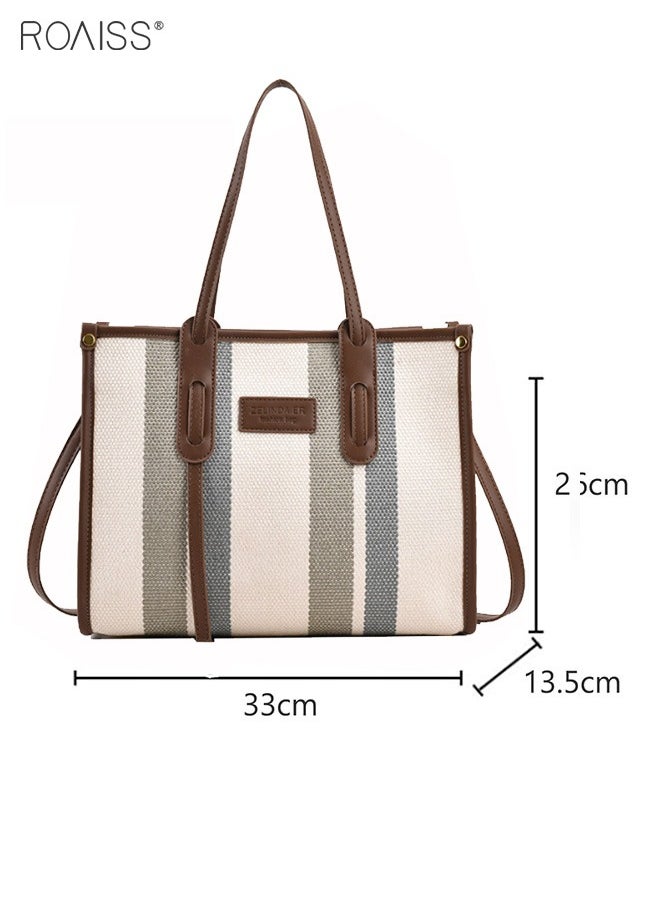 Women's Contrasting Texture Canvas Tote Bag Pu Leather Stitching Large Capacity Shoulder Bag Multi Pocket Adjustable Shoulder Strap Handbag - pzsku/Z6A5F866EBC600BA1C73FZ/45/_/1722303702/9f1574dc-303a-45e9-b4c4-5a67b0a29cd2