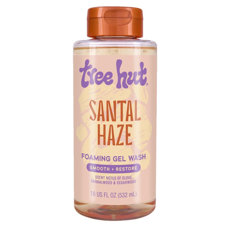 Tree Hut Santal Haze Foaming Gel Wash, Hydrating & Moisturizing Body Wash with Shea Butter & Nourishing Essential Oils, Daily Cleanser for Soft Smooth Skin, 18 fl oz - Image 1