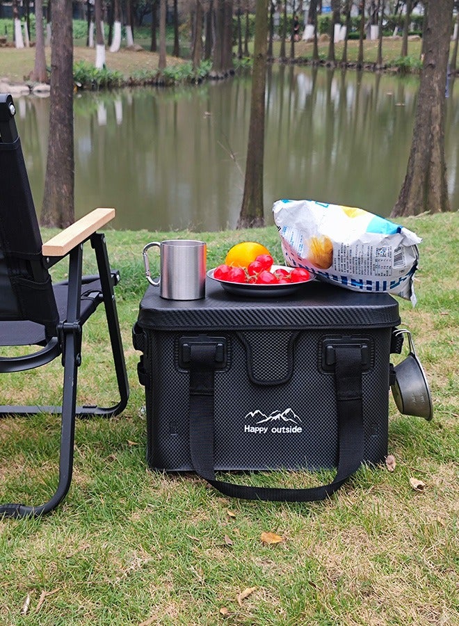 happy outside 28L Tactical Storage Box with Hard Top - Multi-Purpose Camping Table & Waterproof Organizer, Reinforced EVA with Metal Frame, Foldable & Mold Proof - Heavy Duty for Outdoor Gear, Cooking Tools, Survival Kits, Car Overlanding (All-Black)  Tear-resistant Camping box, Picnic Storage box, Mesh Camping Storage Box, Outdoor Storage Bag, Storage Box, Picnic Bag, Tactical Equipment Bag, Suitcase, Simple Small Table - Image 1