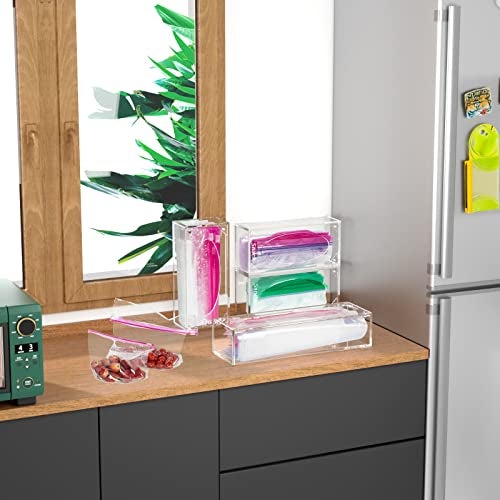 FEMELI Food Bag Storage Organizer, Acrylic Kitchen Drawer Baggie Box, Compatible with Gallon, Slider Quart, Freezer, Sandwich, Snack, Variety Size Bags, 4 separate Pack(Clear) - Image 5